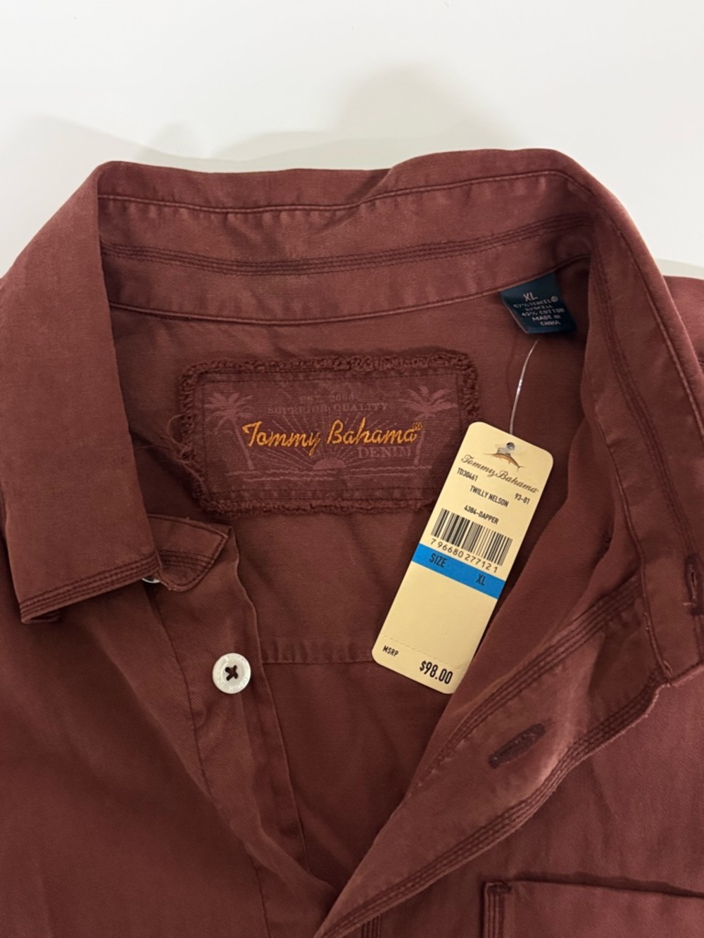 Tommy‎ Bahama Tully Nelson Men's Brown Long Sleeve Button-Up Shirt XL Tencel
